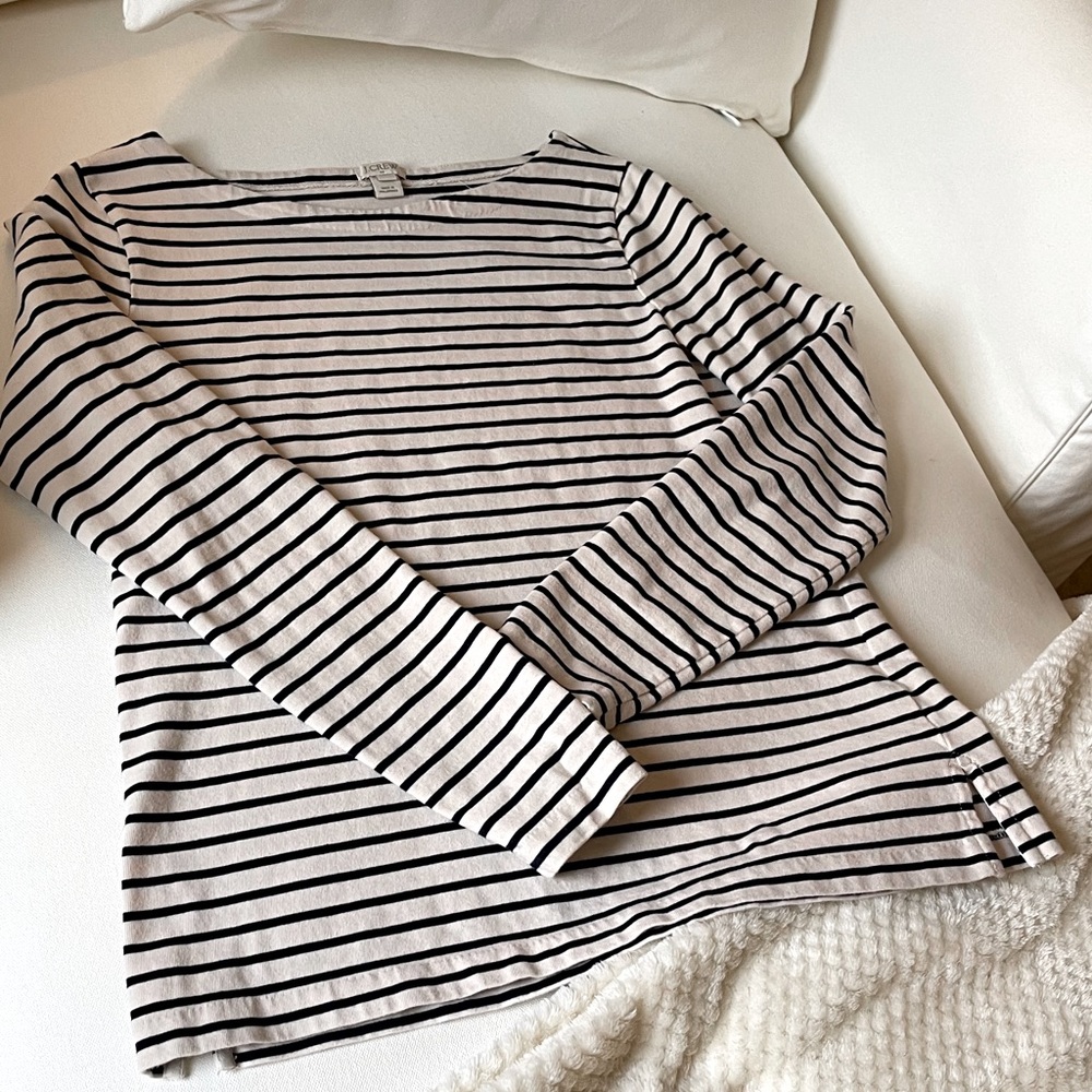 J Crew navy and white long sleeve shirt